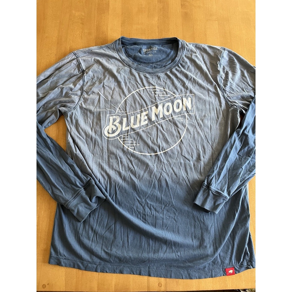 Sportiqe Blue Moon Beer Long Sleeve T Shirt Men's 3XL Blue Graphic Cotton